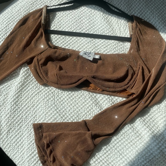 Princess Polly Brown Glitter Top - Picture 5 of 5